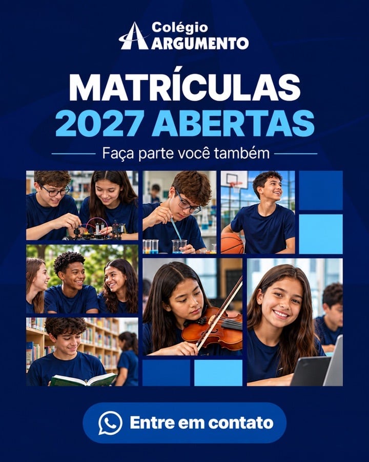 Criativo de matrículas 2027 · Colégio Argumento