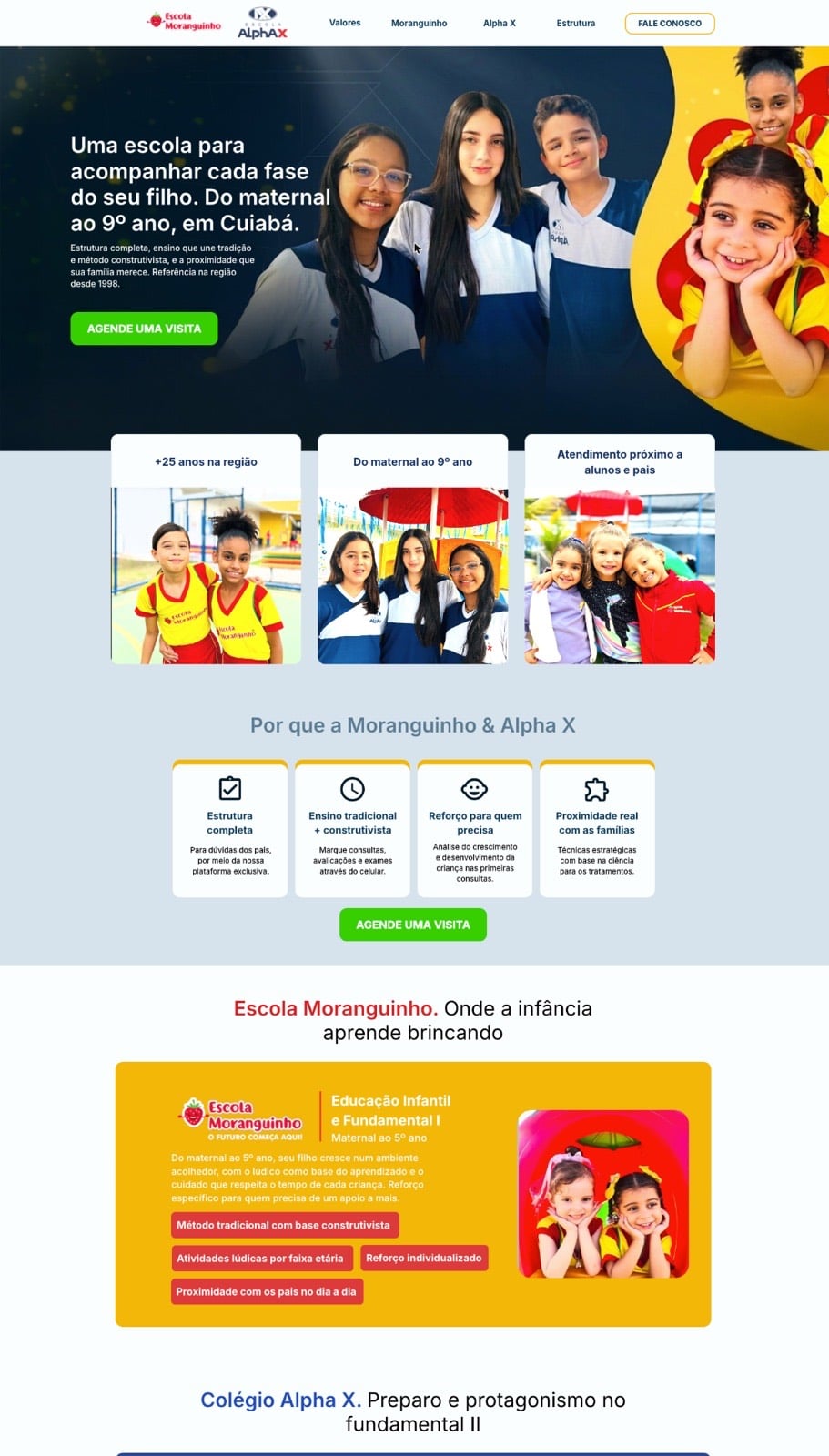 Landing page de instituição atendida