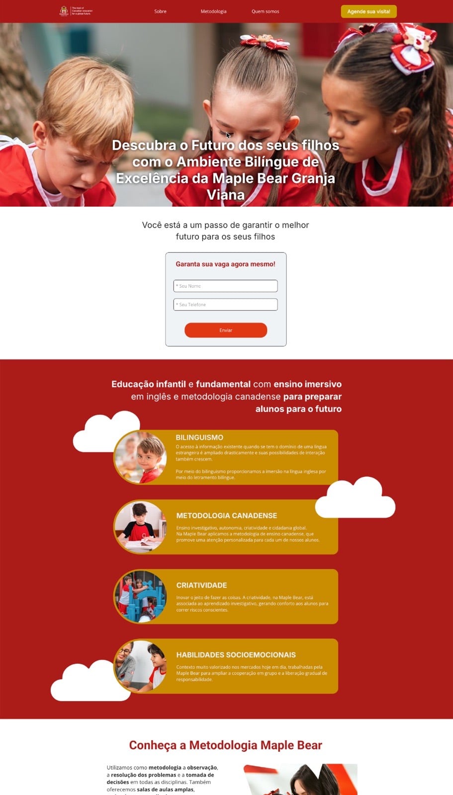 Landing page de instituição atendida